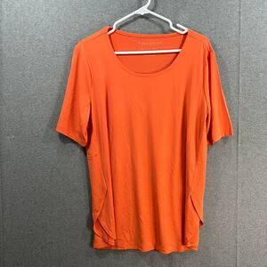 Susan Graver Modern Essentials Liquid Knit Tunic Clementine, Large